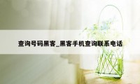 查询号码黑客_黑客手机查询联系电话