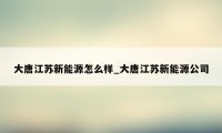 大唐江苏新能源怎么样_大唐江苏新能源公司