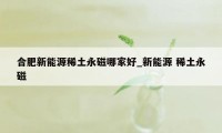 合肥新能源稀土永磁哪家好_新能源 稀土永磁