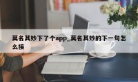 莫名其妙下了个app_莫名其妙的下一句怎么接