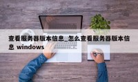 查看服务器版本信息_怎么查看服务器版本信息 windows