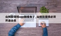 山桃街借钱app额度有了_山桃街借钱必须开通会员