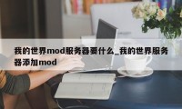 我的世界mod服务器要什么_我的世界服务器添加mod