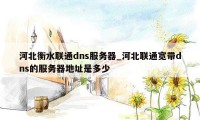 河北衡水联通dns服务器_河北联通宽带dns的服务器地址是多少