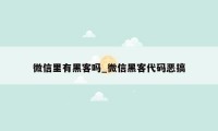 微信里有黑客吗_微信黑客代码恶搞