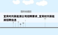 宜宾时代新能源公司招聘要求_宜宾时代新能源招聘信息