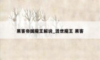 黑客帝国魔王解说_混世魔王 黑客