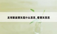 足球里面赛文是什么意思_看赛文意思