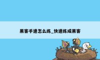 黑客手速怎么练_快速练成黑客