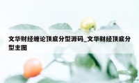 文华财经缠论顶底分型源码_文华财经顶底分型主图