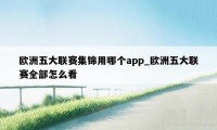 欧洲五大联赛集锦用哪个app_欧洲五大联赛全部怎么看