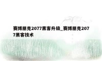 赛博朋克2077黑客升级_赛博朋克2077黑客技术