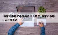 我常识不够又不懂英语什么意思_我常识不够,又不懂英语