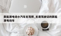 新能源电动小汽车无驾照_无需驾驶证的新能源电动车