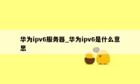 华为ipv6服务器_华为ipv6是什么意思