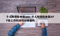 个人所得税申报app_个人所得税申报APP非工作时间可以申报吗