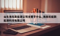 山东海乐新能源公司主要干什么_海南乐能新能源科技有限公司