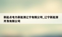 新起点电力新能源辽宁有限公司_辽宁新能源开发有限公司