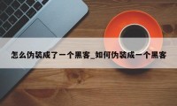 怎么伪装成了一个黑客_如何伪装成一个黑客