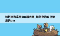 如何查询家用dns服务器_如何查询自己使用的dns