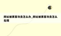 网址被黑客攻击怎么办_网址被黑客攻击怎么处理