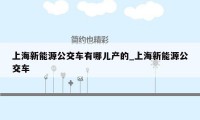 上海新能源公交车有哪儿产的_上海新能源公交车