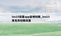 ios15设置app音频权限_ios13麦克风权限设置