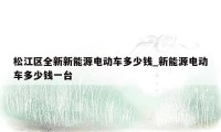 松江区全新新能源电动车多少钱_新能源电动车多少钱一台