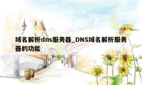 域名解析dns服务器_DNS域名解析服务器的功能