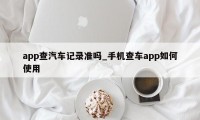 app查汽车记录准吗_手机查车app如何使用