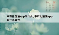 中石化加油app叫什么_中石化加油app叫什么软件