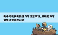 新手司机买新能源汽车注意事项_买新能源车需要注意哪些问题