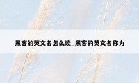 黑客的英文名怎么读_黑客的英文名称为