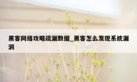 黑客网络攻略疏漏数据_黑客怎么发现系统漏洞