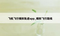 飞机飞行模拟轨迹app_模拟飞行路线