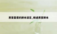 黑客最爱的脚本语言_精通黑客脚本