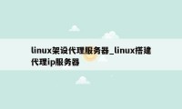 linux架设代理服务器_linux搭建代理ip服务器
