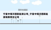 宁夏中煤沃德新能源公司_宁夏中煤沃德新能源有限责任公司