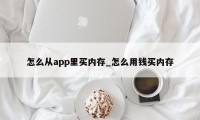 怎么从app里买内存_怎么用钱买内存