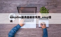 enspdns服务器解析失败_ensp错误