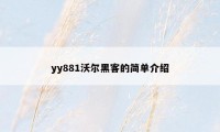 yy881沃尔黑客的简单介绍