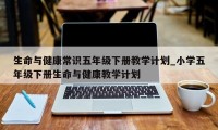 生命与健康常识五年级下册教学计划_小学五年级下册生命与健康教学计划