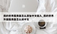我的世界服务器怎么添加中文输入_我的世界外国服务器怎么调中文