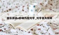 娱乐资讯v影响力榜刘宇_刘宇各大榜单