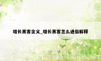 增长黑客含义_增长黑客怎么通俗解释