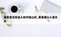 黑客是怎样进入软件端口的_黑客端口入侵方式