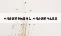 小程序源码审核是什么_小程序源码什么意思