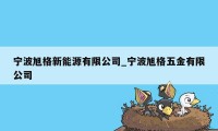 宁波旭格新能源有限公司_宁波旭格五金有限公司