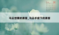 马云想要的黑客_马云手底下的黑客