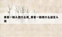 黑客一般入侵什么用_黑客一般用什么语言入侵